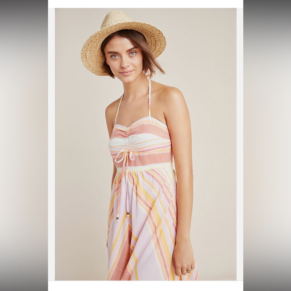 Anthropologie Savannah Halter Summer Dress‎ Pastels Pink Size 4 Beach Vacation - Picture 4 of 13